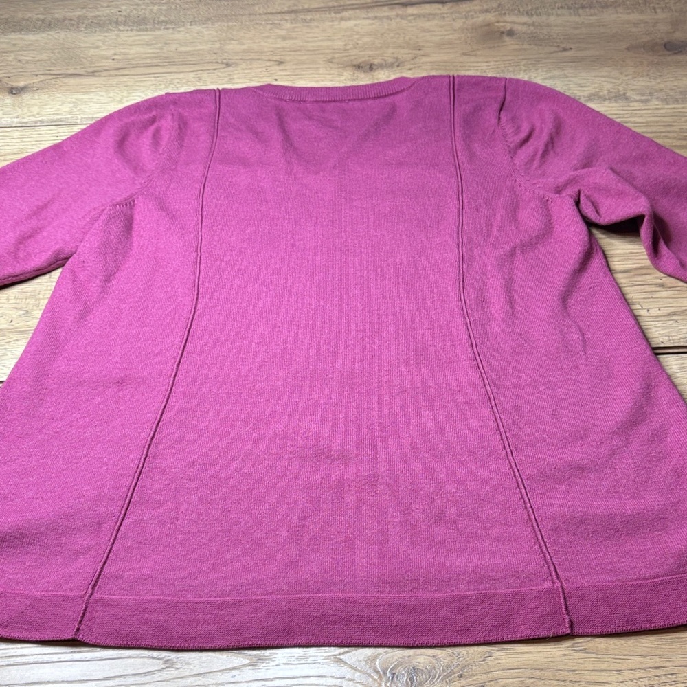 Soft Surroundings Raspberry V-Neck Sweater - Picture 4 of 6